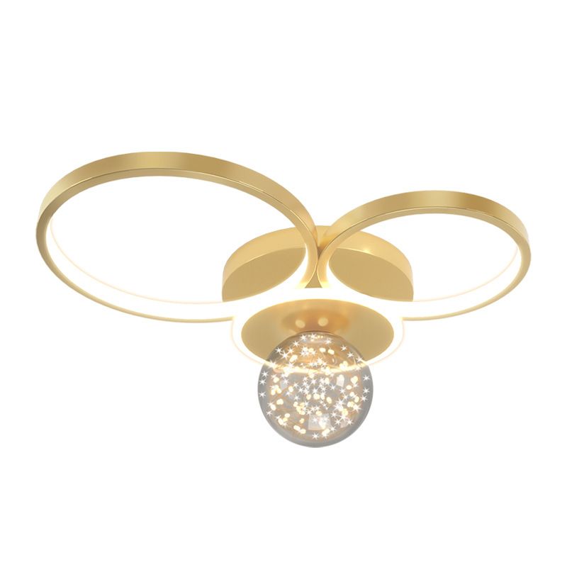 Gold Geometric LED Flush Ceiling Light Minimalist Starry Glass Flush Mount Fixture