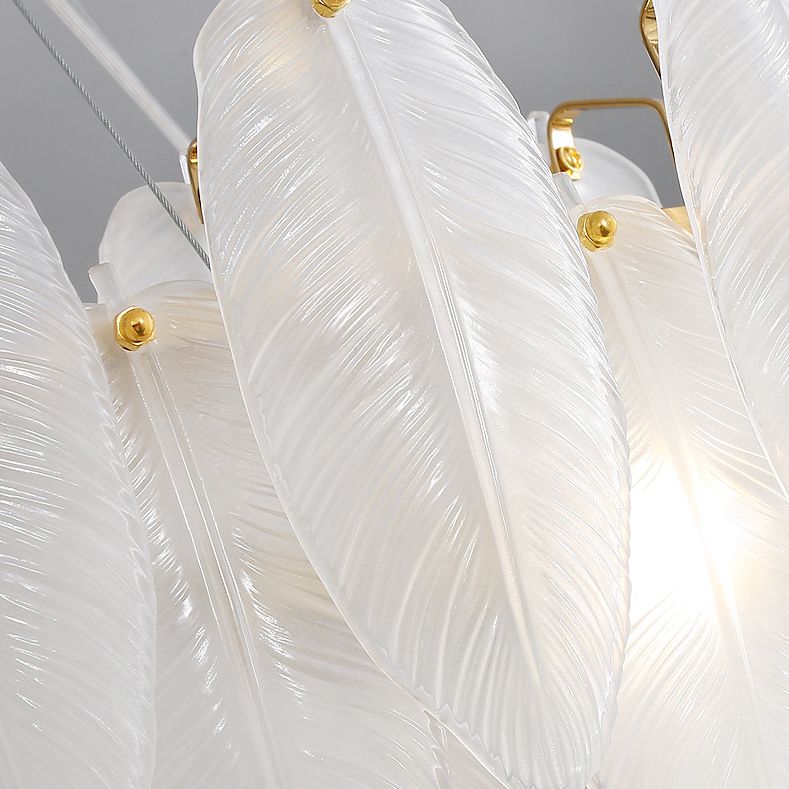 Lámparas colgantes de plumas de vidrio comedor moderno lámpara de araña colgante