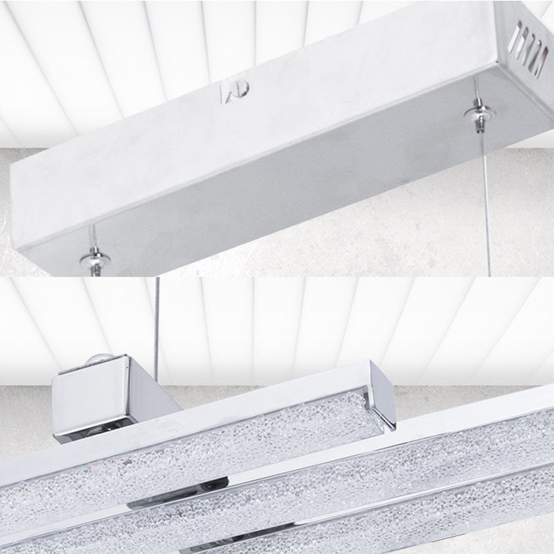 Linear Crystal Shade Hanging Chandelier Modern Style White LED Pendant Light Fixture for Bedroom