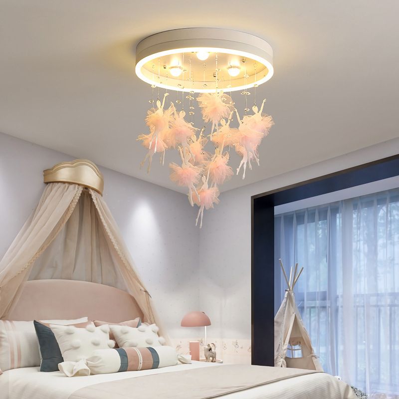 Led Ceiling Light Pink Round Acrylic Close to Ceiling Light for Kid Room