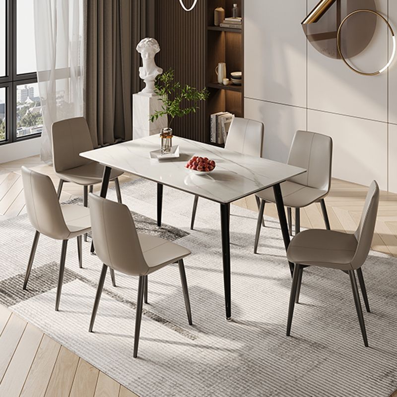Modern Rectangle Dining Table for Home White Dinette Table with 4 Legs