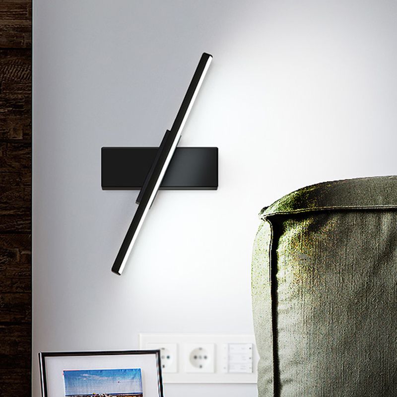 Linear Vanity Wall Sconce Contemporary Metallic Black/White LED Wall Light Fixture in Warm/White Light