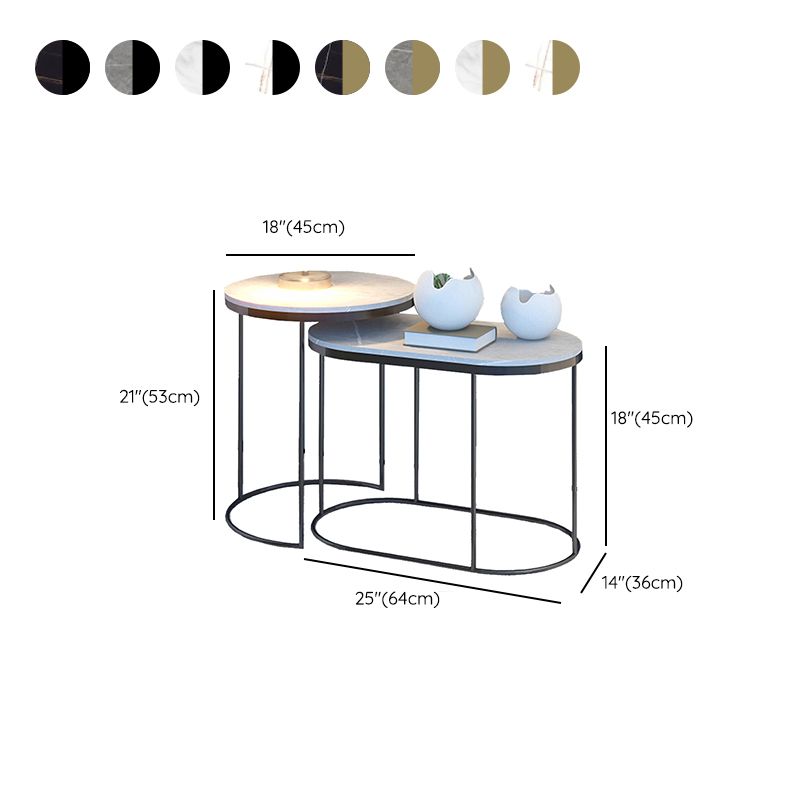 Luxurious Stone Top End Table Metal Frame Sofa Side Accent Table