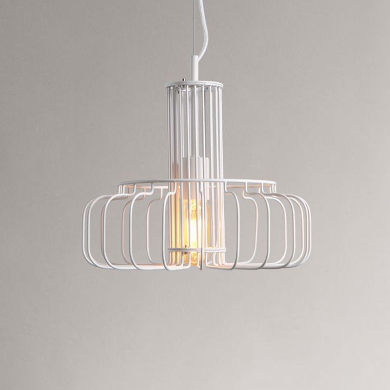 Witte kooi plafond hangende lantaarn loftstijl metaal 1 kop eetkamer ophanging licht