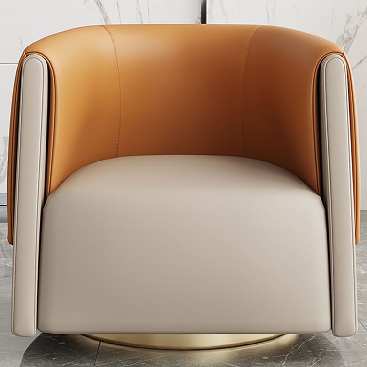 Modern 23.62" Wide Pillow Back Chair Leather Sloped Arm Chair