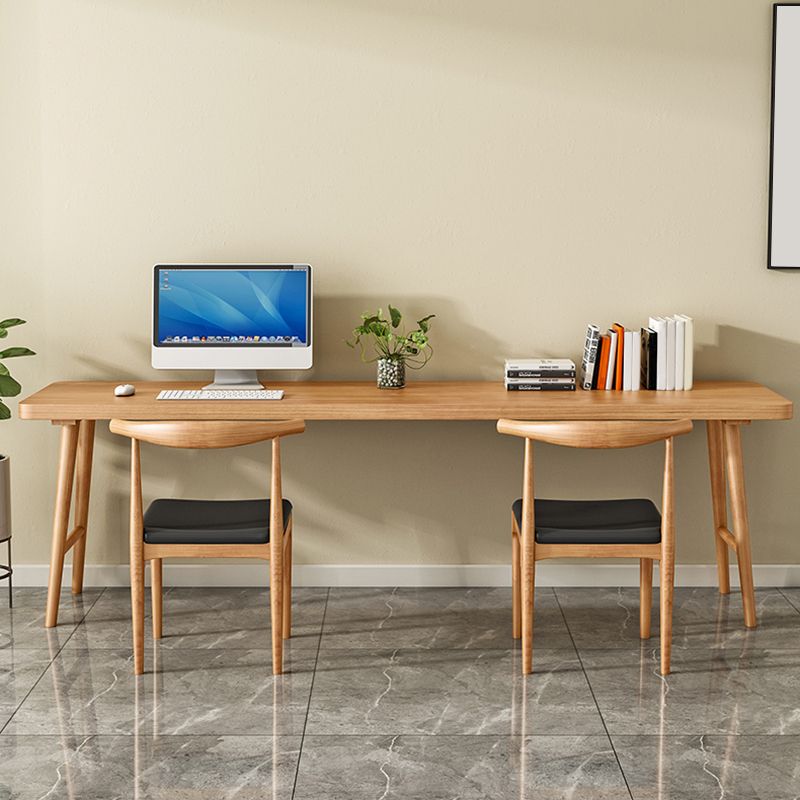 Modern Rectangular Writing Desk H-Shape Solid Wood Office Desk for Home