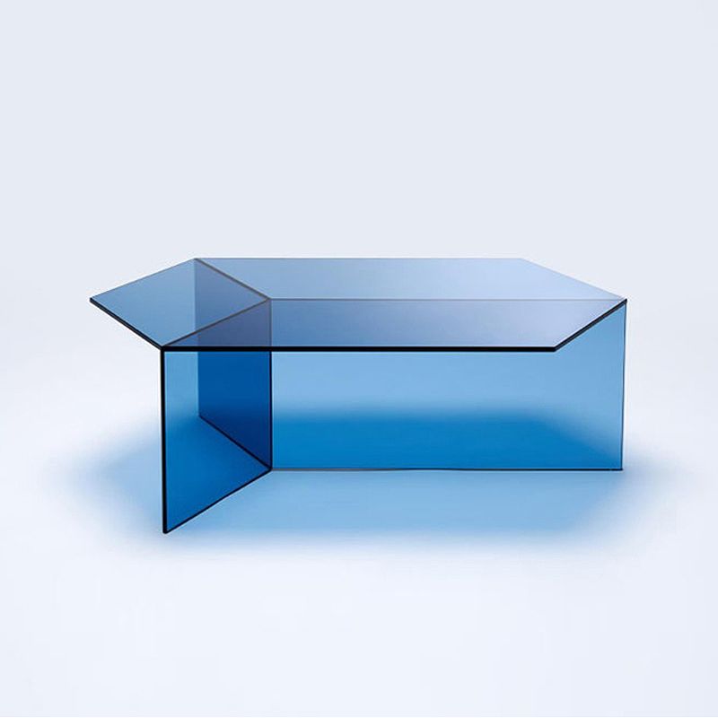Geometric Clear Acrylic Coffee Table Modern Colored Cocktail Table