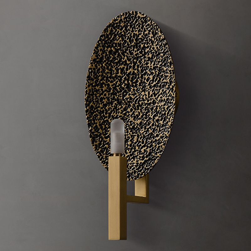 Modern Wall Mounted Light 1 Light Metal Flush Mount Wall Sconce in Gold Finish