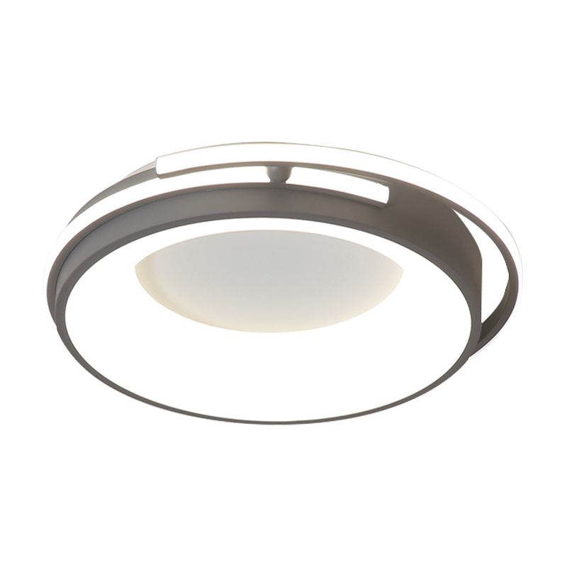 Éclairage LED encastré pour salon avec abat-jour rond en acrylique, lampe contemporaine noire/gris en lumière chaude/blanche/neutre, 12,5"/16"/21,5" de large