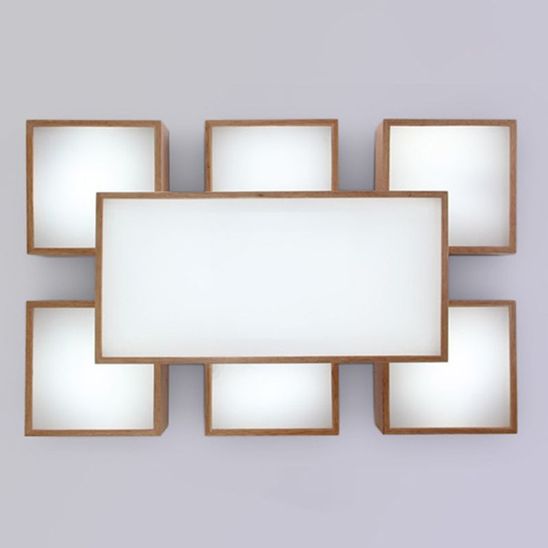 Spleißen von Quadraten Unterputzbeleuchtung Minimalismus Holz-LED-Deckenleuchte aus Holz