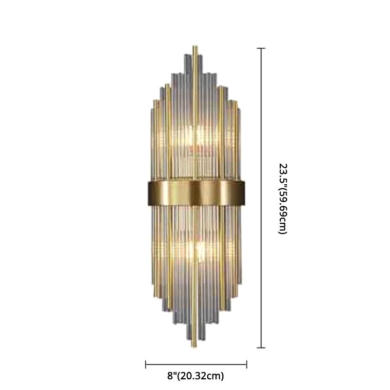 2 Lights Post Modern Wall Lamp Minimalist Linear Crystal Brass Sconce Light Fixture for Indoor