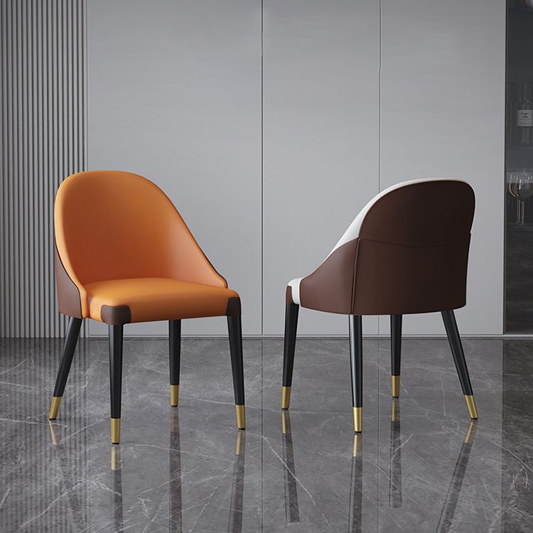 Sillas laterales de comedor con respaldo sólido sin brazos de diseño contemporáneo Sillas de comedor de cuero