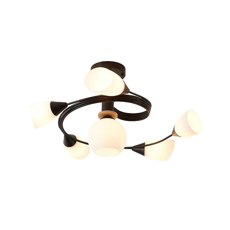 Metal Flush Mounted Ceiling Lights Frosted Glass Shade Ceiling Lighting for Living Room