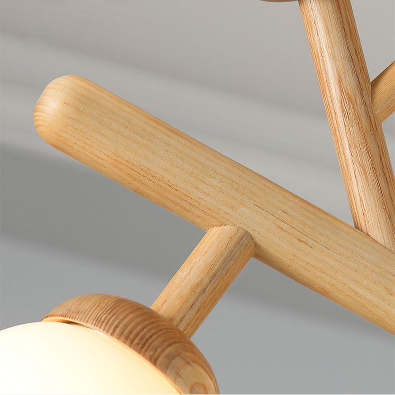 Hölzerne Kronleuchter Decke Hängende Leuchte mit Glasschatten für Schlafzimmer