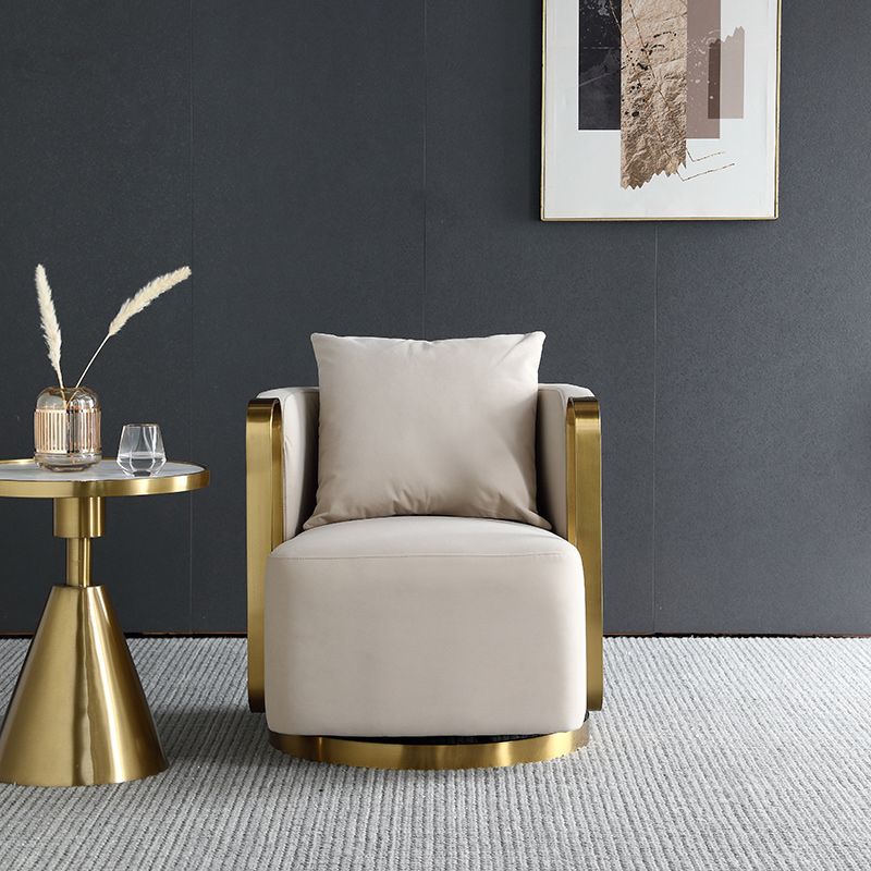 Glam Arm Chair Pillow Back Gold Base Arms Included Living Room Armchair