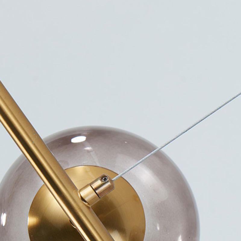 Simple Dining Chandelier Lamp Dining Room Round Glass Shade Ceiling Hanging Light