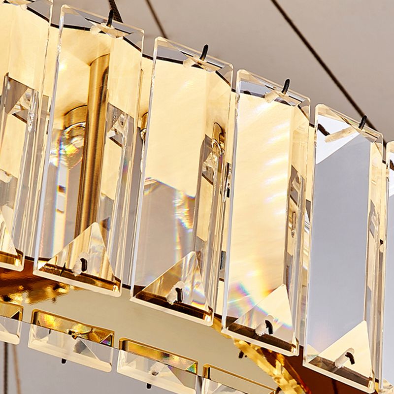 Round Shape Crystal Chandelier Modern Stainless Steel Down Lighting Pendant for Study