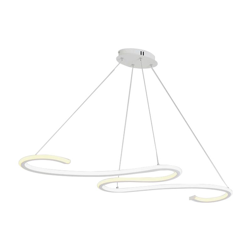 Simplicity LED Chandelier Light with Acrylic Shade White Twisting Ceiling Pendant for Dining Room