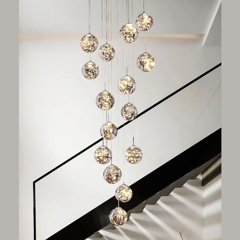 Modern Cascade Pendant Pure Glass Light Foyer Light Indoor Lighting