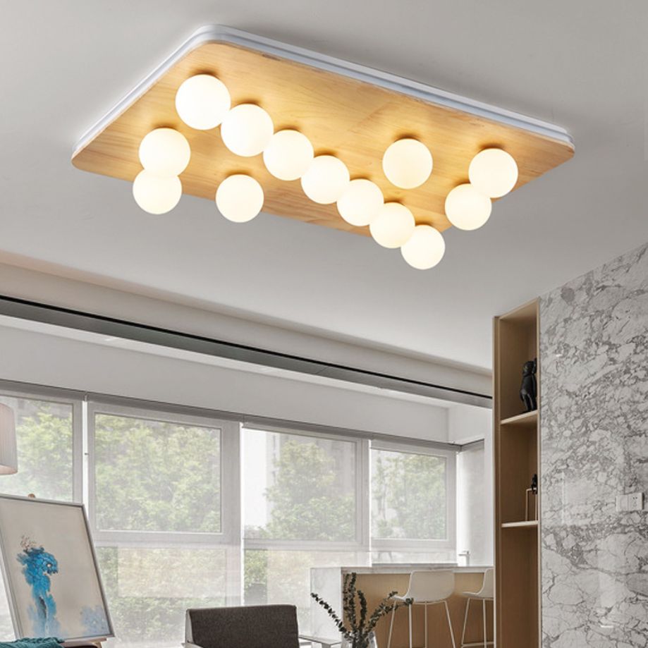 Luminaires de plafond semi-affleurants géométriques en verre opale, lampe Semi-affleurante de Style moderne pour chambre à coucher