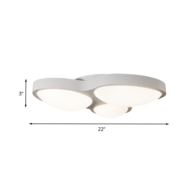 White Oval Ceiling Mounted Fixture Modernist 3 Lights Metallic LED Flushmount Lamp for Bedroom