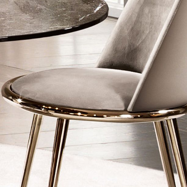 Silla sin brazos de comedor de metal Glam, silla lateral de comedor tapizada para uso doméstico