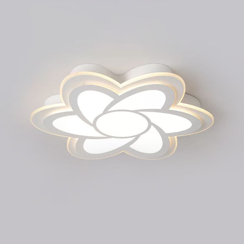 16.5"/20.5" Wide Flower LED Ceiling Lamp Modernist Acrylic White Flush Mount Recessed Lighting for Office