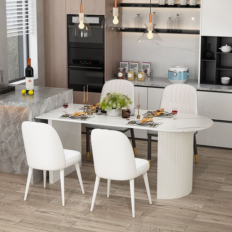 Modern Oval Dining Table Wood Double Pedestal Home Kitchen Dinner Table in White