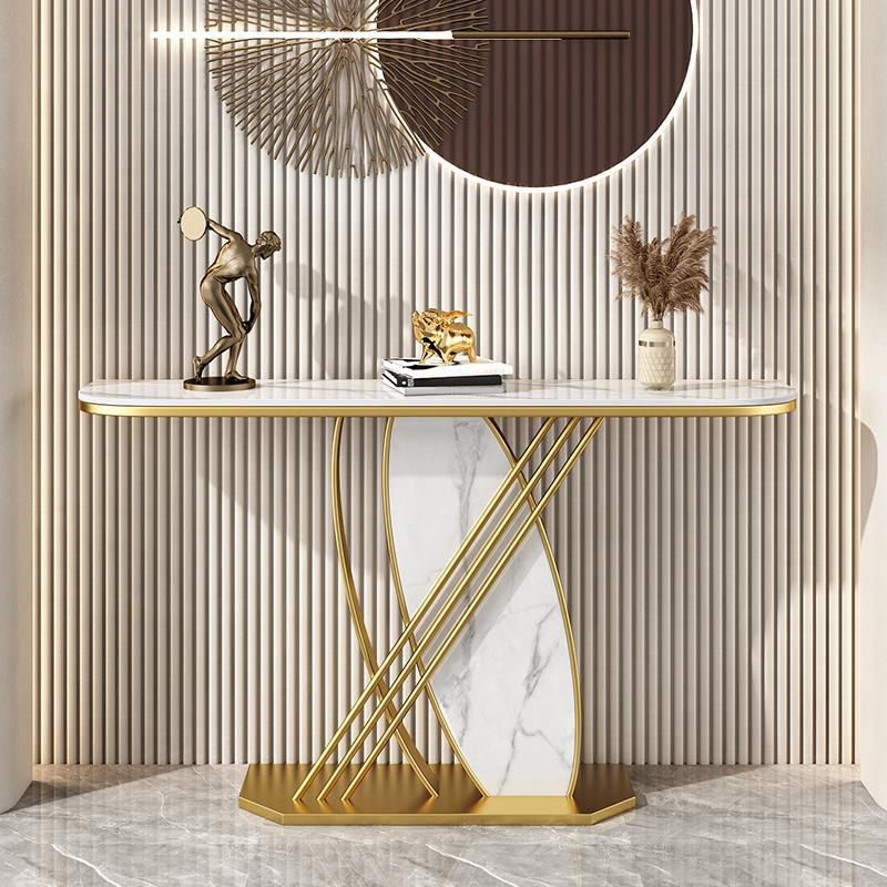 Contemporary Half Moon Console Accent Table Antique Finish Sofa Console Table