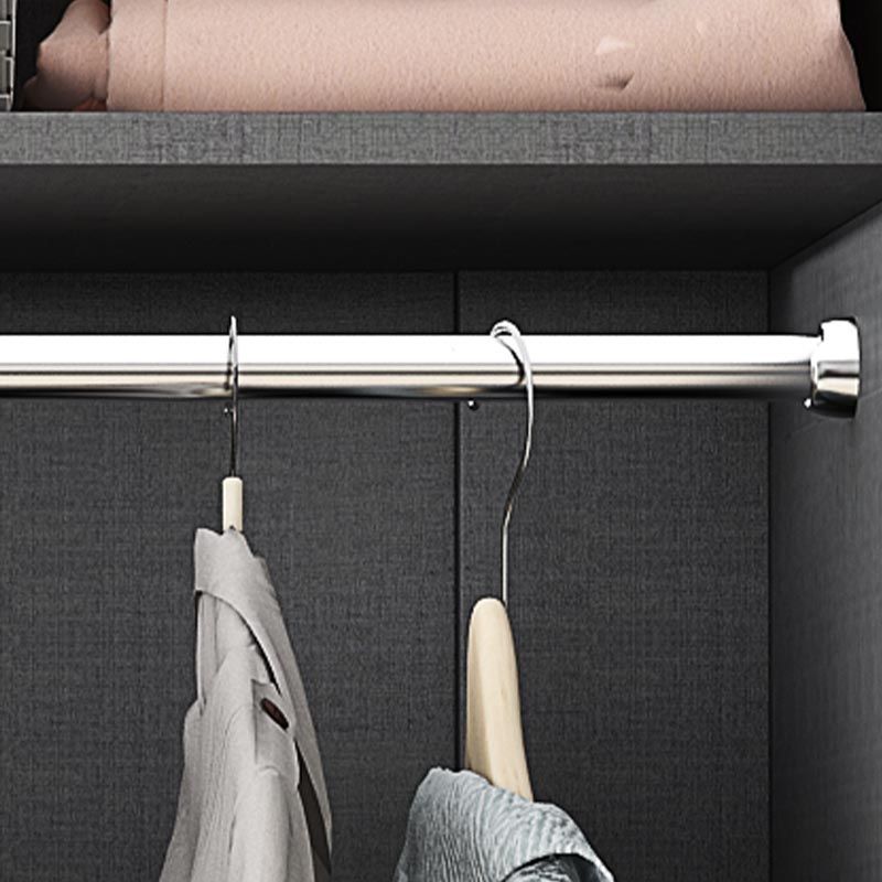 White Mirrored Finish Wardrobe Armoire Engineered Wood Wardrobe with Drawer