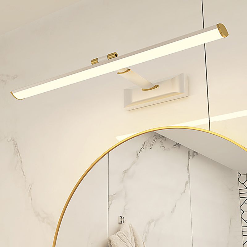 Linear Shape Metal Sconce Light Modern Style 1-Light Mirror Wall Mounted Lighting