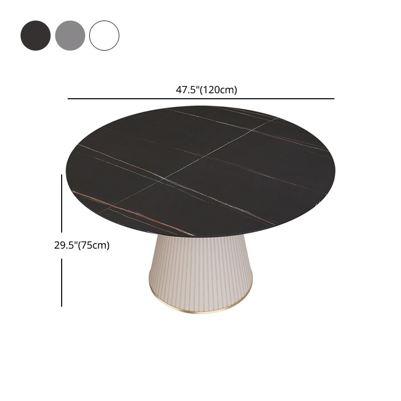 Nordic 1/2/5 Pieces Dining Set with Stone Round Table and Leather Chairs Dining Set