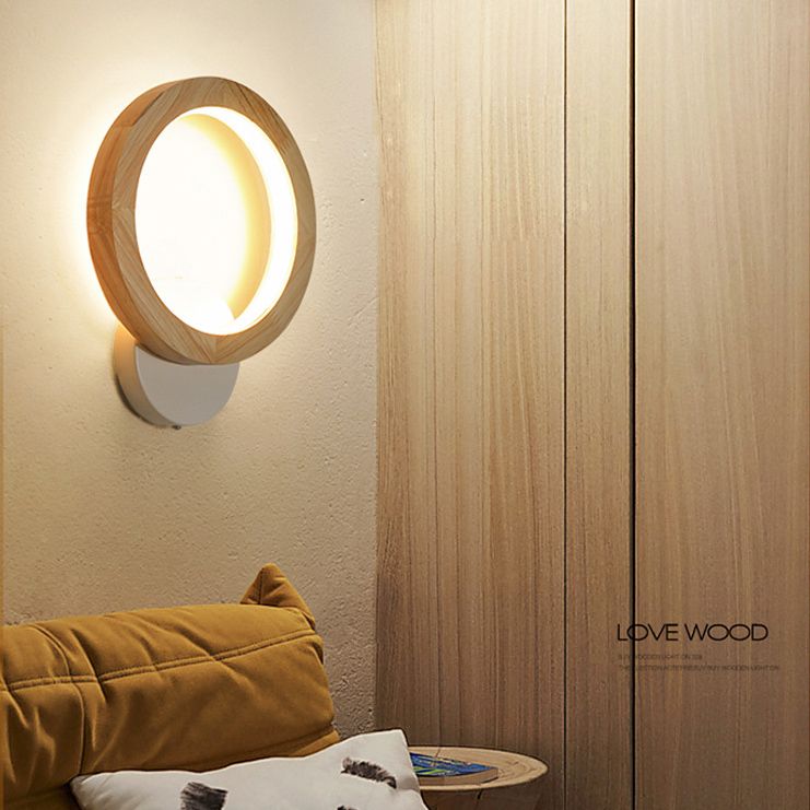 Lámpara de pared de madera de luz de pared de estilo minimalista nórdico