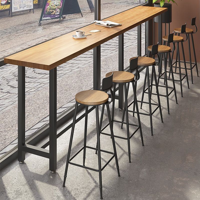Modern 1/7 Pieces Bar Table Set Rectangle Wood Counter Table with High Stools