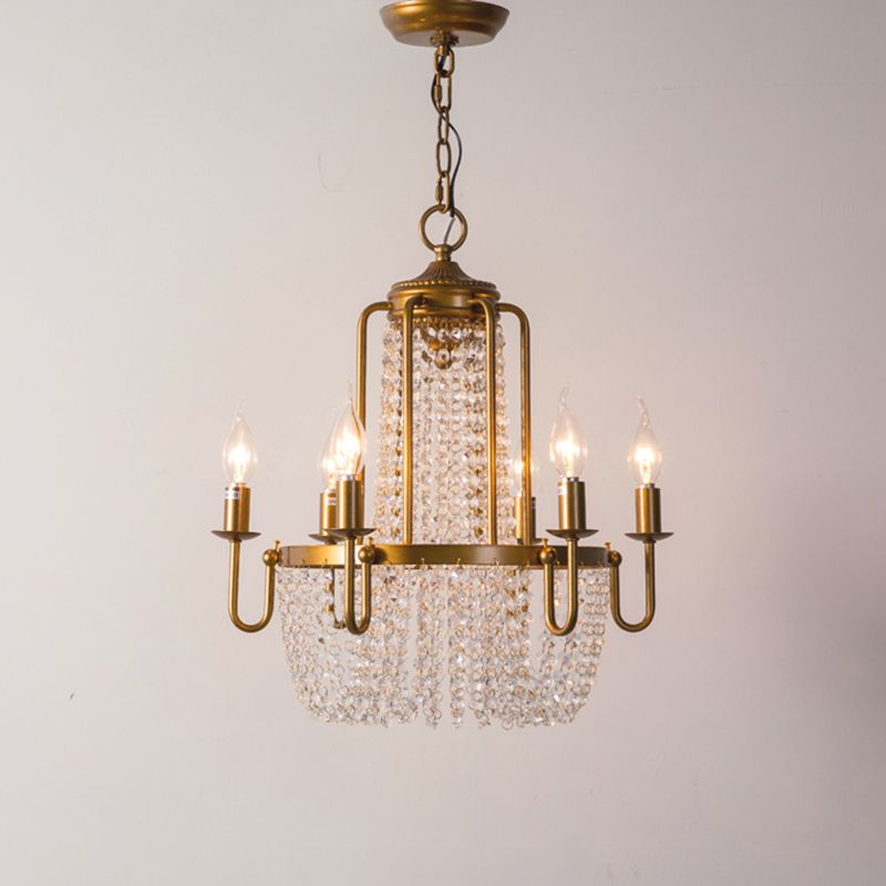 CHANDELIER DE CRISTAL CHANDELIER Rústico Gold Vela Estilo de la sala Drop de caída
