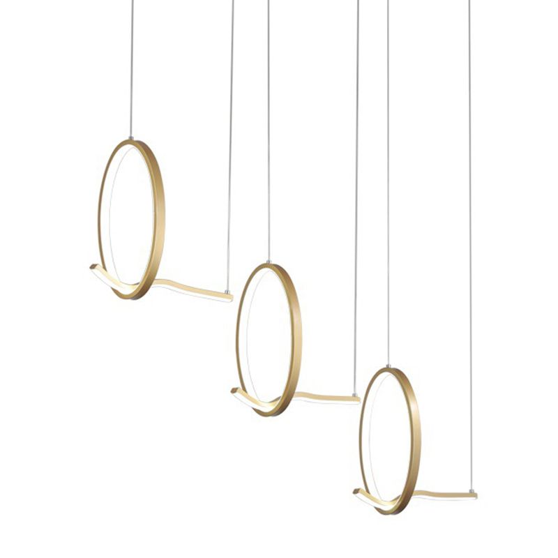 LED-Cluster-Ring-Anhänger Beleuchtung minimalistischer Metall 3-Kopf-Esszimmer Hängende Leuchte