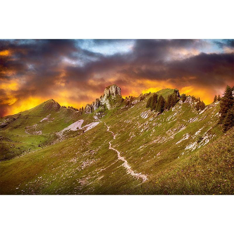 Modern Style Mountain Mural Environment Friendly Wall Covering for Sleeping Room