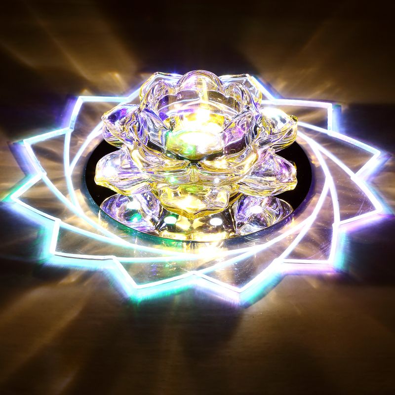 Blossom LED Flush Mount Modern Crystal Hallway Flushmount Ceiling Lighting in Clear