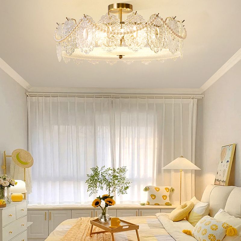 Contemporary Ceiling Light Creative Flush Mount Ceiling Light Fixture with Glass Shade