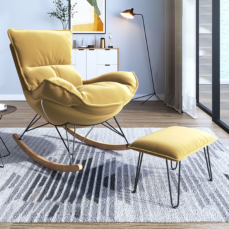 Modern Armless Accent Chair Faux Leather & Velet Lounge Chair with High Back