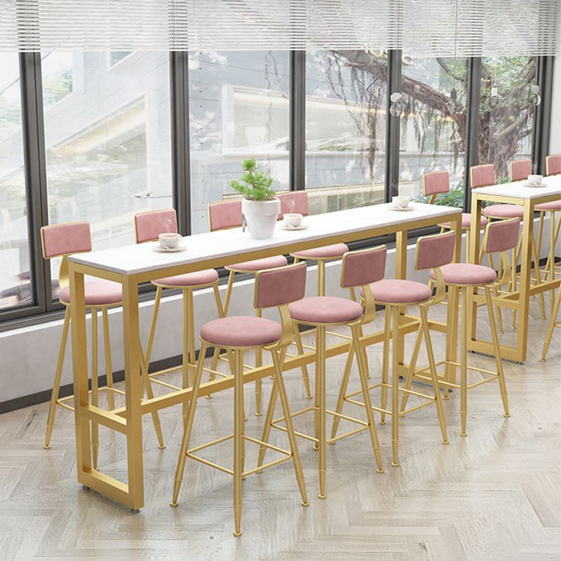 Metal Low Back Dining Stools Armless Bar Stools with Footrest