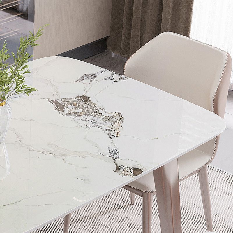 Rectangle Top Dining Table Modern Stone Dining Table with 4 Legs