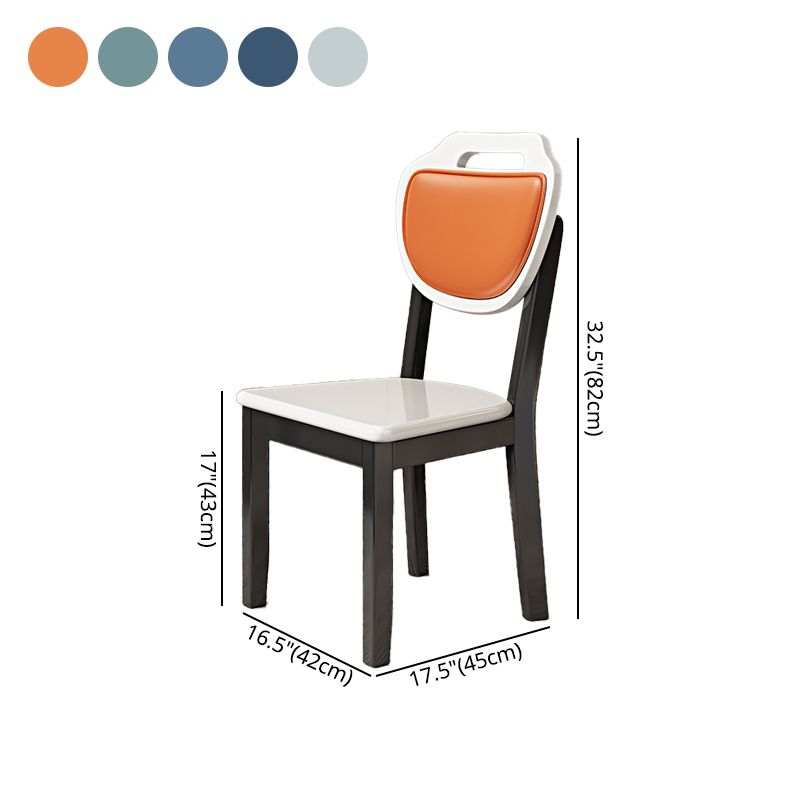 Silla lateral escandinava interior tapizada de madera Silla de comedor con respaldo abierto