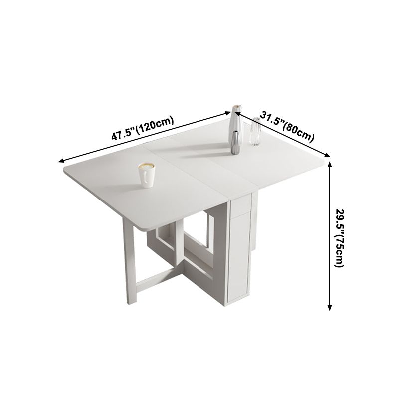 Foldable Artificial Wood Table in White Medieval Modern Rectangle Table with Trestle Base