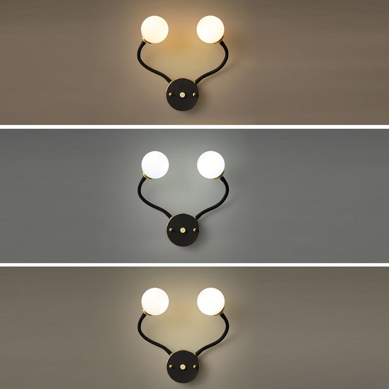 Brass Globe Wall Light Nordic Black Wall Sconce with Glass for Living Room