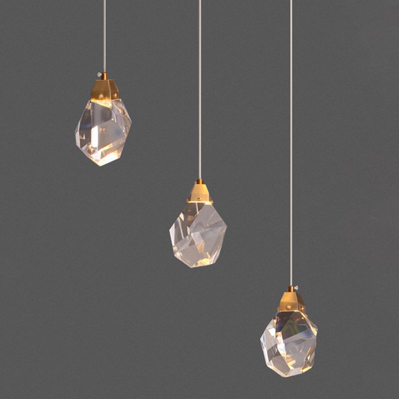 Geometric Hanging Light Fixtures Post-Modern K9 Crystal Ceiling Pendant for Stairwell