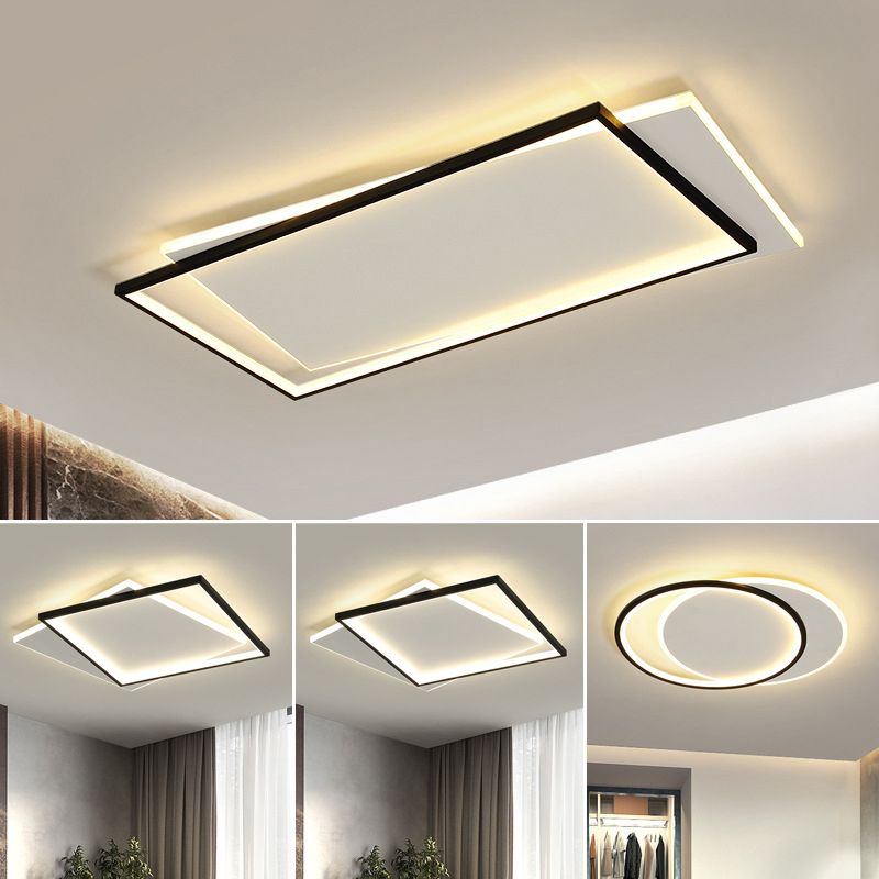 Acrylic Geometrical Flush Mount Light Fixture Modern Style LED Black-White Ceiling Lighting