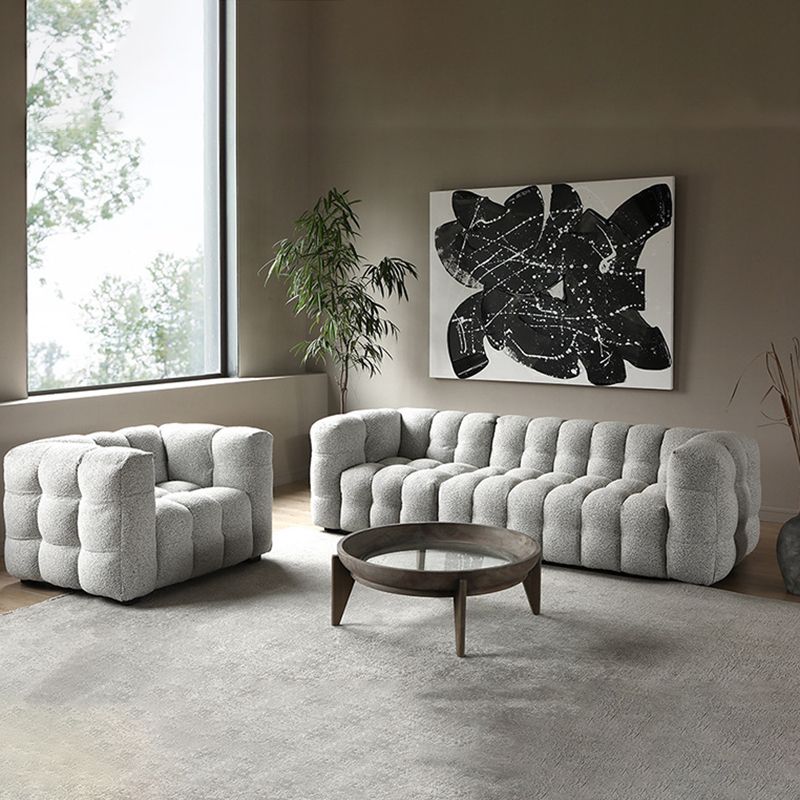 Contemporary Wooden Standard Sofa Tuxedo Arm Tight Back Sofa