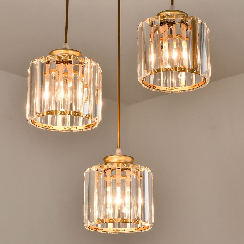 Crystal Geometrical Cluster Ciondolo tradizionale Lampada a soffitto a 3 luci della sala da pranzo