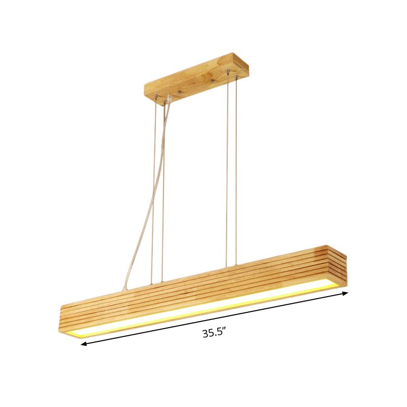 Lineares Hanglampe Kit zeitgenössische Holz LED Beige Kronleuchter Licht in Weiß/Naturlicht